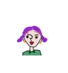 紫ヘアの女の子（個別スタンプ：3）