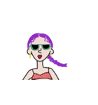 紫ヘアの女の子（個別スタンプ：5）