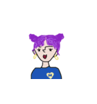 紫ヘアの女の子（個別スタンプ：7）