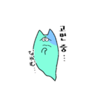 韓国語の変な色のお化け猫（個別スタンプ：15）