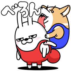 [LINEスタンプ] デカ動く 擦れうさぎ＆猛コーギー