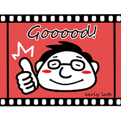 [LINEスタンプ] 映像制作early late【映画好きメガネくん】