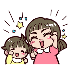 [LINEスタンプ] 丸顔姉妹