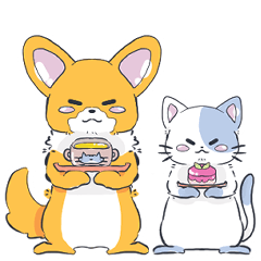 [LINEスタンプ] 猫とコーギーぽい犬のスタンプ.