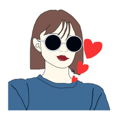 [LINEスタンプ] 【シンプル】レトロサングラスの女の子