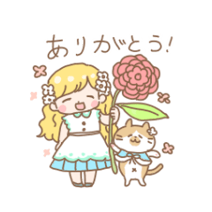 [LINEスタンプ] ねこと女のコ