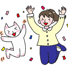 [LINEスタンプ] しあわせねこさんと女の子スタンプ