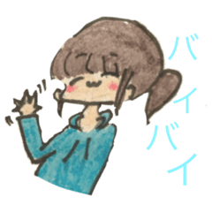 [LINEスタンプ] 水色パーカーポニーテールちゃん