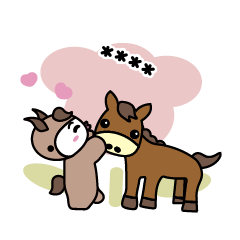 [LINEスタンプ] 馬の被り物はお馬が大好き？