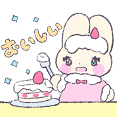 [LINEスタンプ] いちごケーキうさぎ