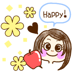 [LINEスタンプ] 毎日使える♡りんごと女の子のスタンプ