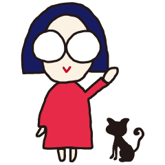 [LINEスタンプ] おかっぱめがねさんとねこ