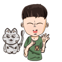 [LINEスタンプ] にこやかなVさんとパートナーであるキンボの画像（メイン）