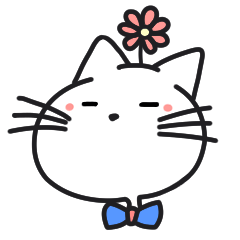 [LINEスタンプ] 青い蝶ネクタイの白ねこ