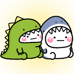 [LINEスタンプ] 鯊魚,恐龍♡白圓君