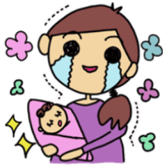 [LINEスタンプ] 赤ちゃん生まれたよ（女の子）