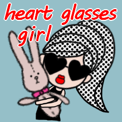 [LINEスタンプ] heart glasses girl