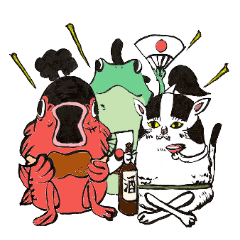 [LINEスタンプ] 【ONE PIECE】鯉と猫と蛙の着ぐるみーず