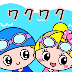 [LINEスタンプ] カラフルガールちゃん♥かわいい水泳応援