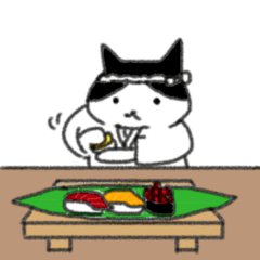 [LINEスタンプ] ハチワレにゃんこの、何食べる？