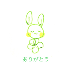 [LINEスタンプ] みどりのしろうさぎ(white green rabbit)