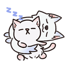 [LINEスタンプ] ピンク猫石英と青い犬ボール