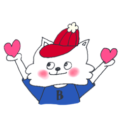 [LINEスタンプ] 赤いキャップの白猫 B