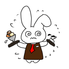 [LINEスタンプ] ファミレスで働いているうさぎちゃん