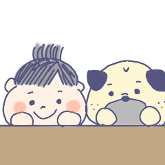 [LINEスタンプ] パグとおとこのこ