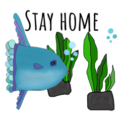 [LINEスタンプ] happy art★マンボウ君/Stay home編