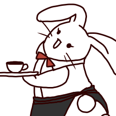 [LINEスタンプ] カフェで働くバリスタのうさぎ