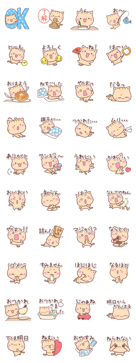 かわいいトラねこ2のスタンプ詳細