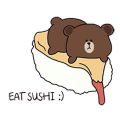 [LINEスタンプ] ブラウンと彼の友達は食べに行きました。