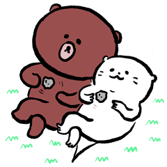 [LINEスタンプ] 白いカワウソ ピピ郎 with BROWN ＆ FRIENDS