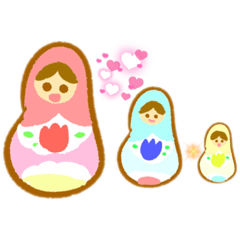 [LINEスタンプ] 夢かわいい！気持ち伝えるマトリョーシカ！