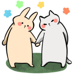 [LINEスタンプ] ねこうさコンビ(敬語)