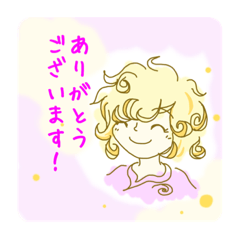 [LINEスタンプ] くるくる髪女性の挨拶