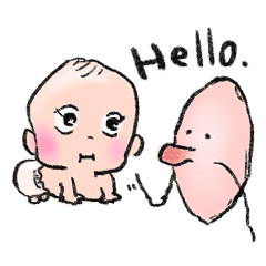 [LINEスタンプ] おヒゲおじさんと赤ちゃん