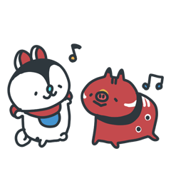 [LINEスタンプ] 犬張子と赤ベコ