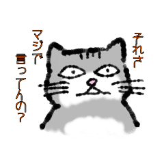 [LINEスタンプ] 不満そうなネコ(せりふ付き)