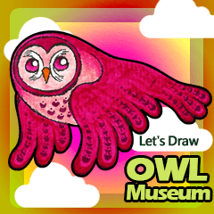 [LINEスタンプ] フクロウ 博物館 - Let's Draw (En)