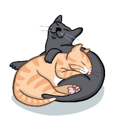 [LINEスタンプ] かわいい 茶トラと黒ネコのカップル